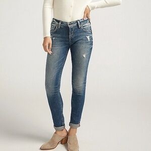 NEW Silver Jeans Co. Girlfriend Universal Fit Mid Rise Skinny Leg W32 L29